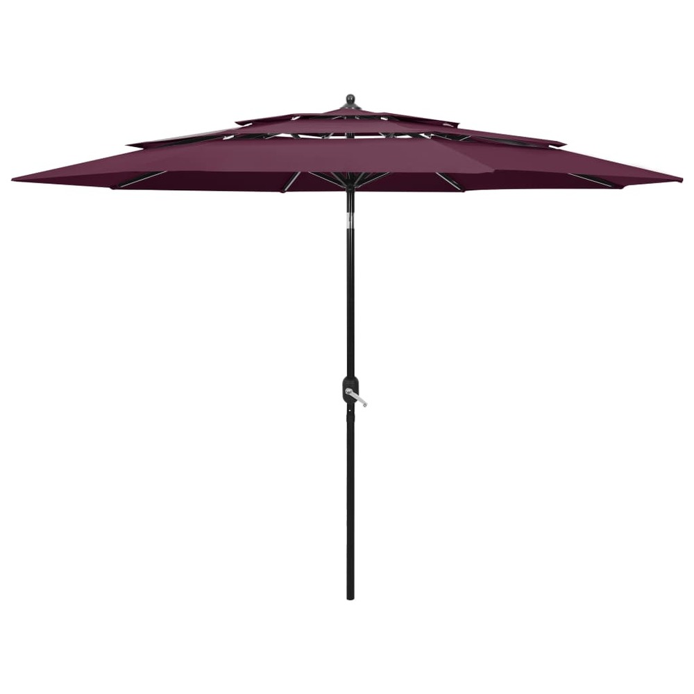 Parasol à 3 niveau x avec mât en aluminium 3 m bordeaux