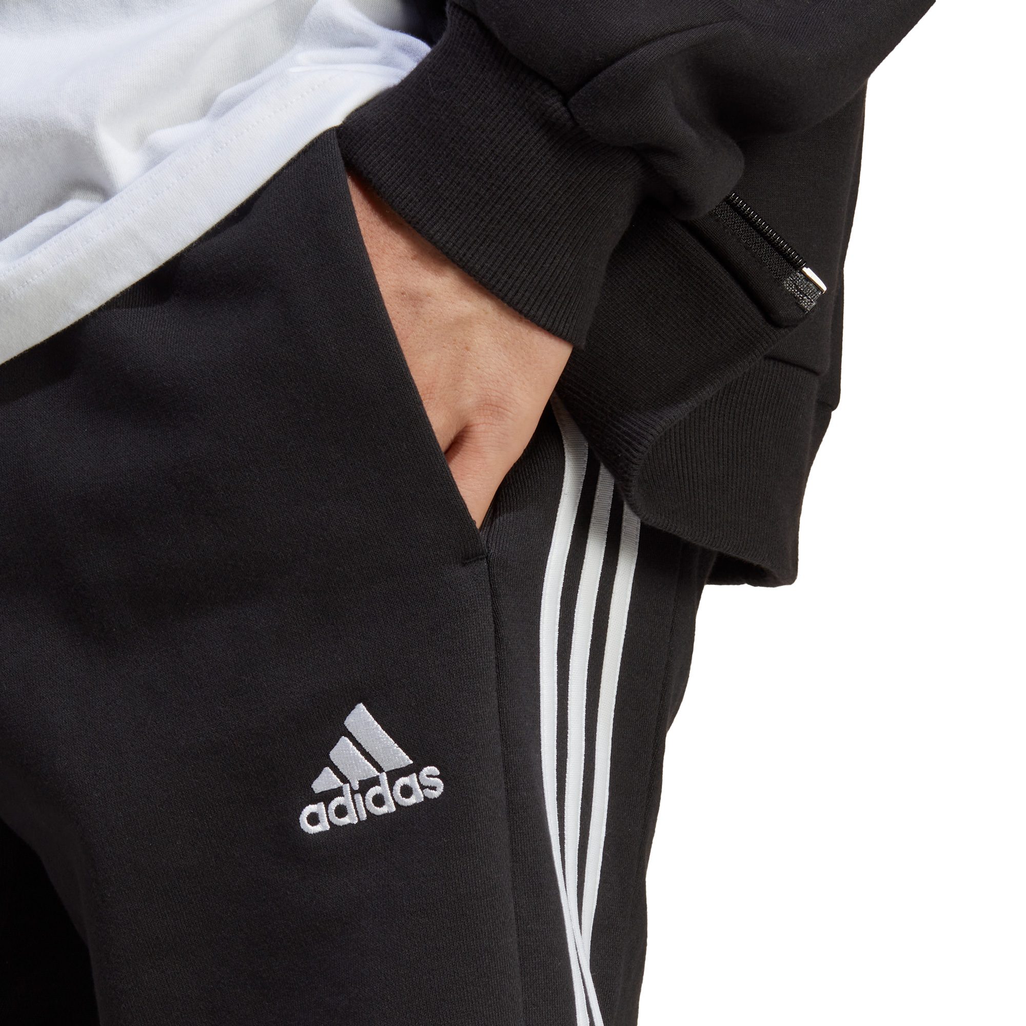 adidas Essentials French Terry 3-Streifen Shorts Herren schwarz
