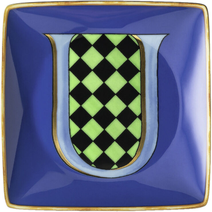 Versace Bowl 12cm sq. flat, Holiday Alphabet U, Versace Flerfarvet