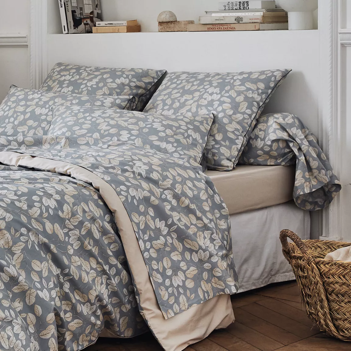 Taie d'oreiller rectangulaire percale de coton (50 x 70 cm) Lison Grise