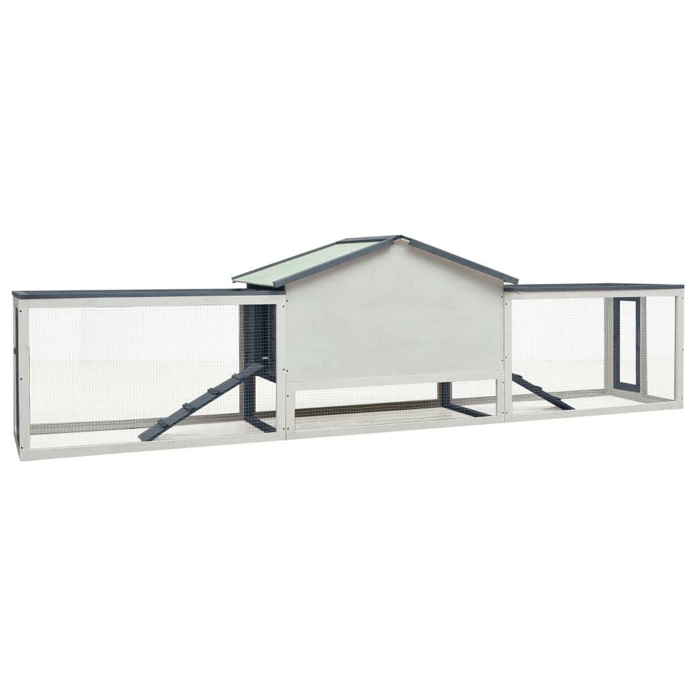 Clapier cage 303 x 60 x 86 cm pin massif et sapin gris