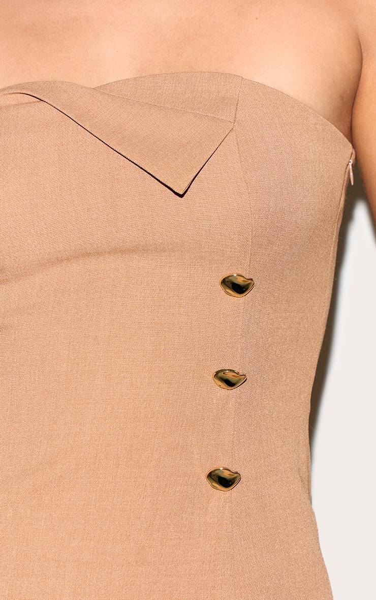 Sable Haut Bandeau Tailleur À Détail Revers Pour Grande Taille