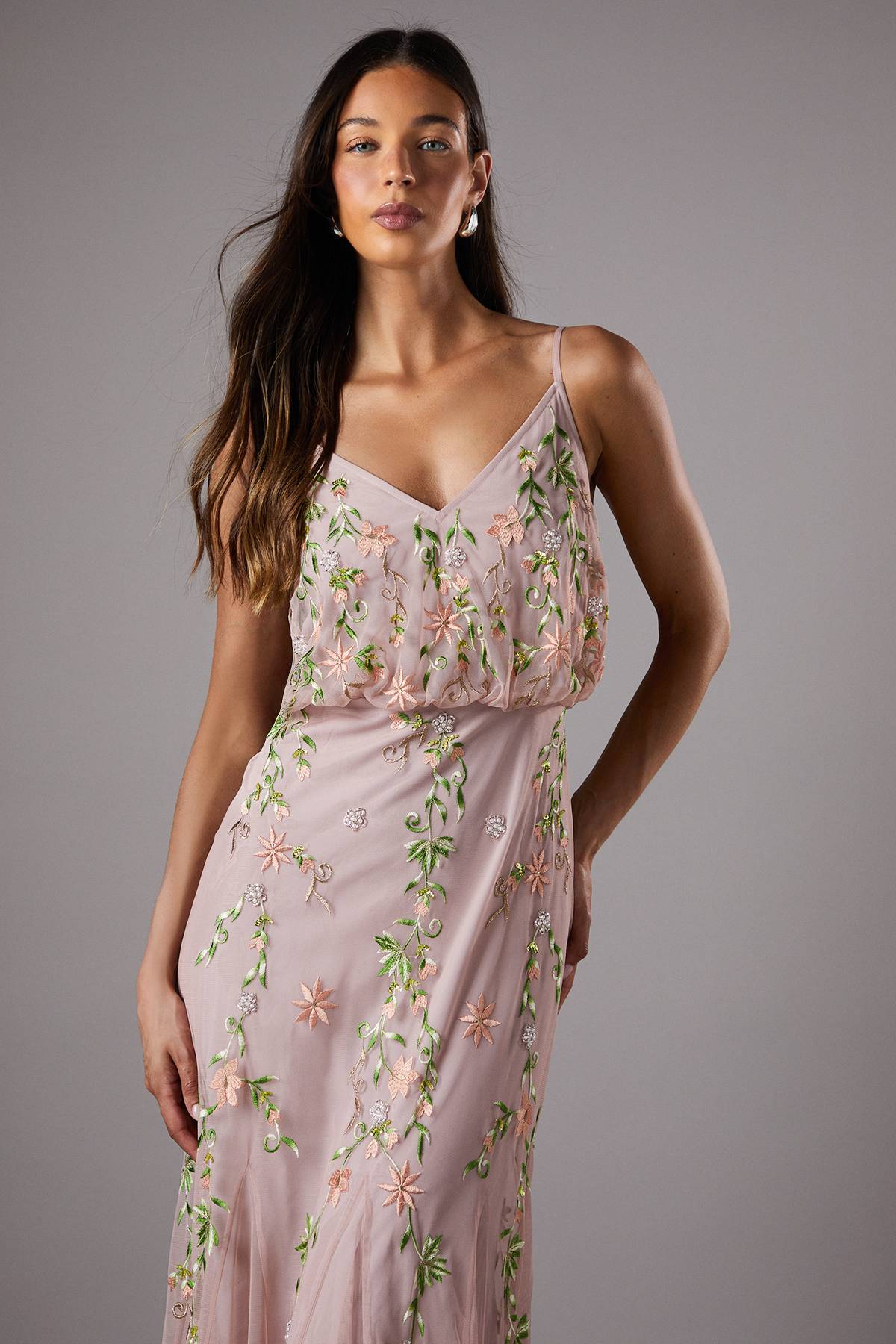 Coast Robe Longue Brodée avec Détail Godet