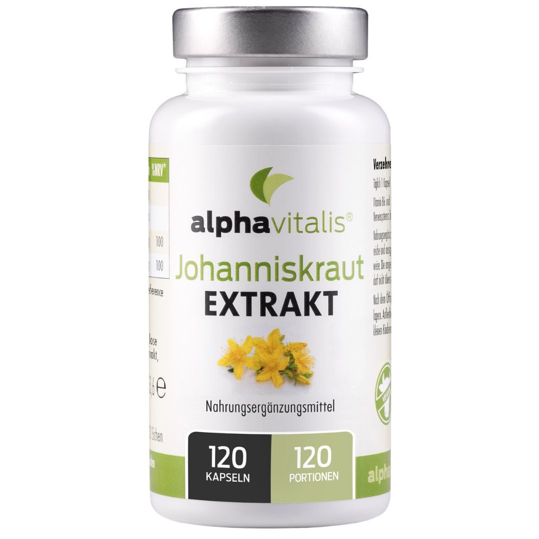 Alphavitalis® Johanniskraut Extrakt Kapseln mit Vitamin B6, B12