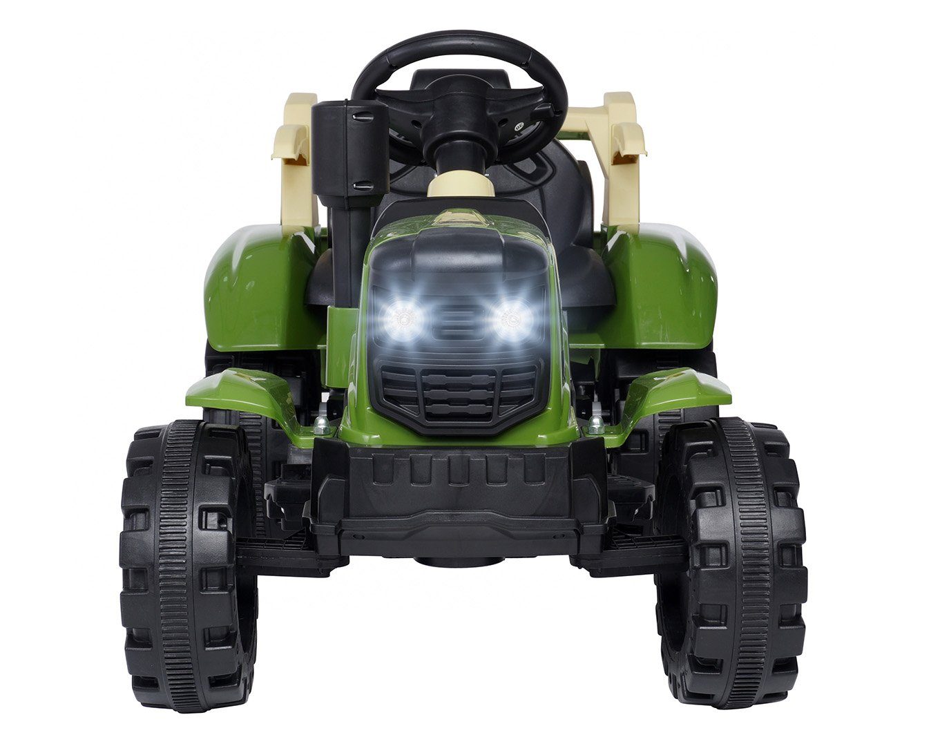 Trator elétrico infantil Actionbikes Motors com reboque, controle remoto incluso, capacidade de carga de 30 kg (2 partes), carga útil de 30 kg - freio automático - 2 motores de 6 V - a partir de 3 anos