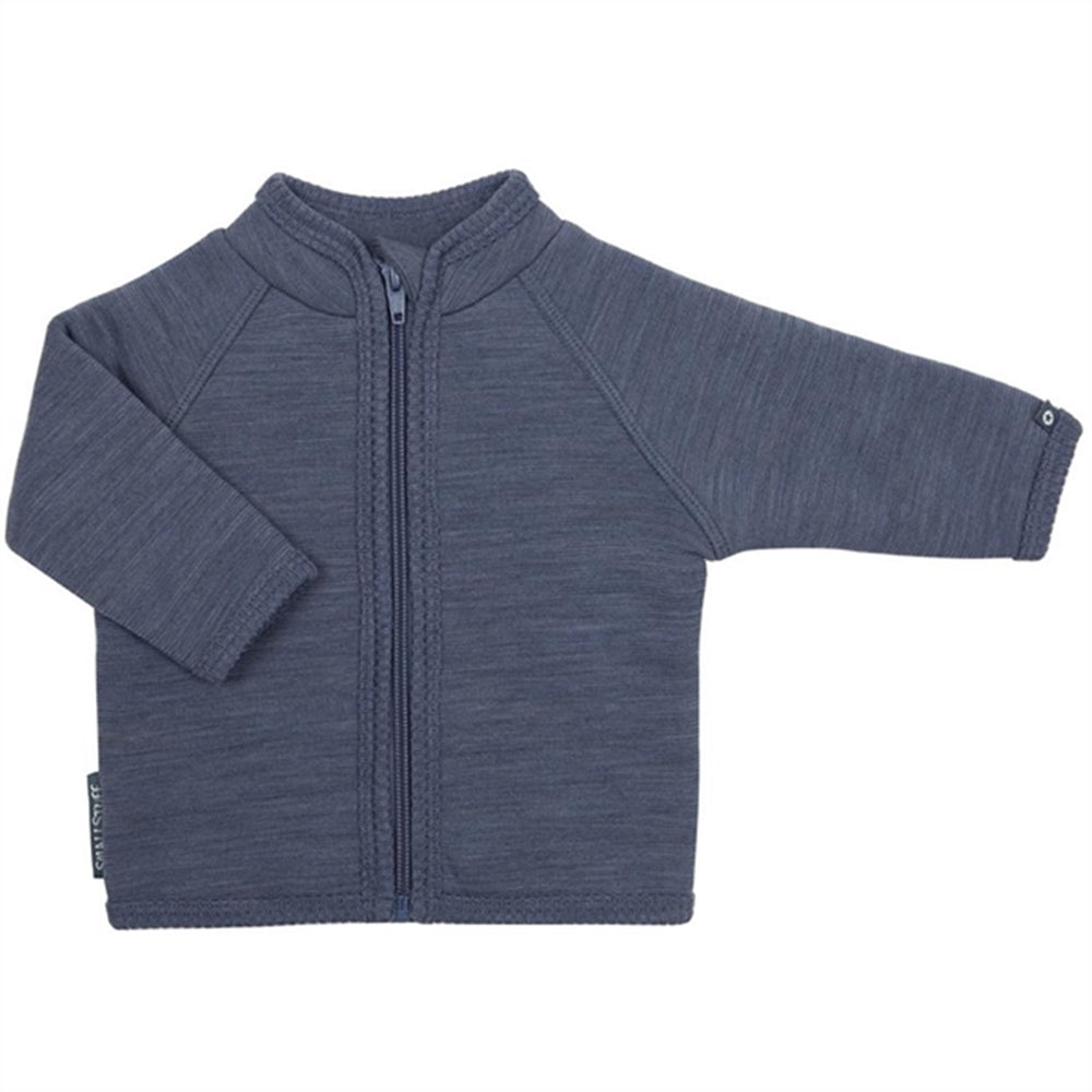 Uld Cardigan med Lynlås Denim Melange