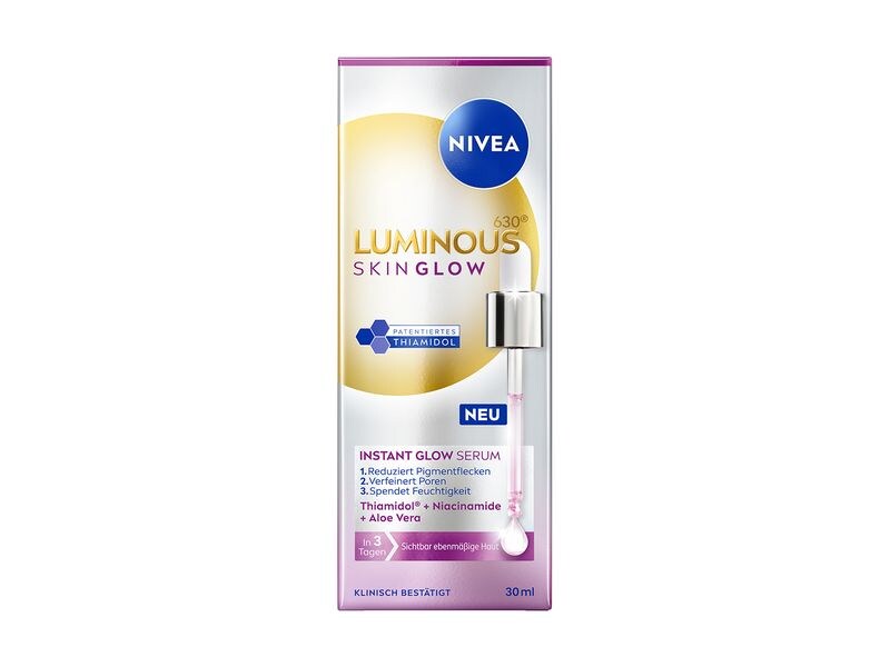 NIVEA Gesichtsserum Luminous630 Skin Glow Instant 30 ml Luminous630 Skin Glow Serum für eine sichtbar ebenmässigere Haut