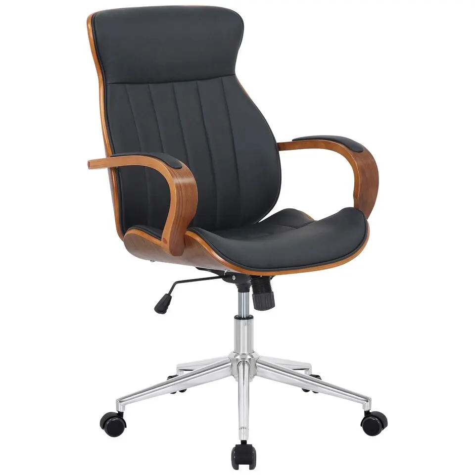 CLP Bureaustoel Melilla chroom Frame - Kunstleer - walnoot/zwart