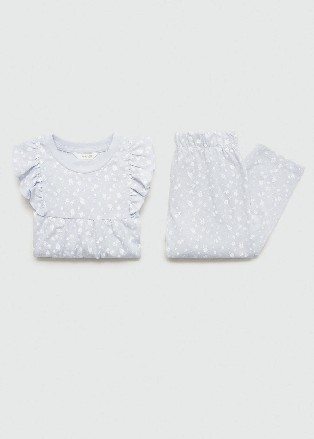 Mango Kids pyjama lichtblauw/wit