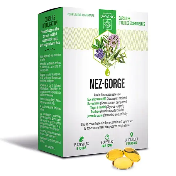 Dayang Complément Alimentaire Nez Gorge Huiles Essentielles Bio 15 capsules