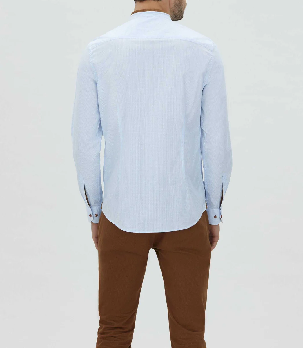 Chemise casual à col mao bleu ciel 