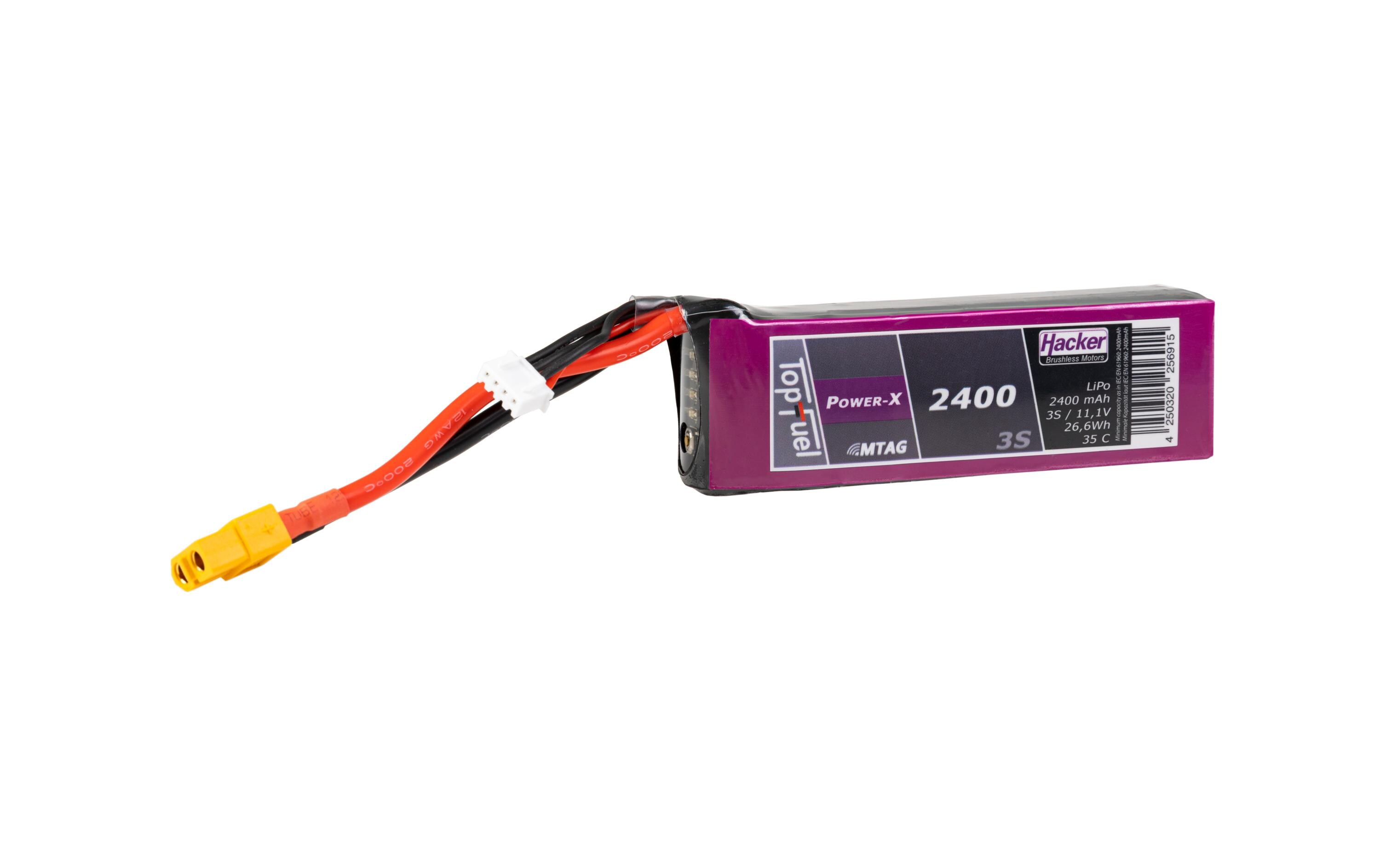RC-Akku LiPo 2400 mAh 11.1 V 35C TopFuel Power-X MTAGTopFuel LiPo-Akku 11.1 V 2400 mAh 3S 35C MTAG