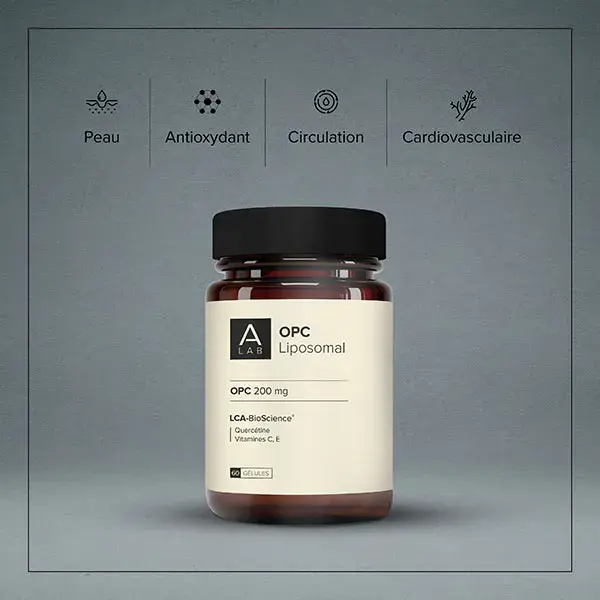 A-Lab OPC Lipossomal Uva 200mg - Antioxidante, Circulação, Coração, Pele - 60 cápsulas