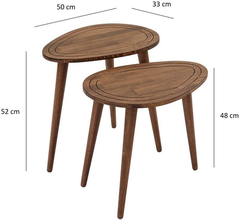 Kalune Design - Bijzettafel Set van 2 - Walnootbruin - Hout
