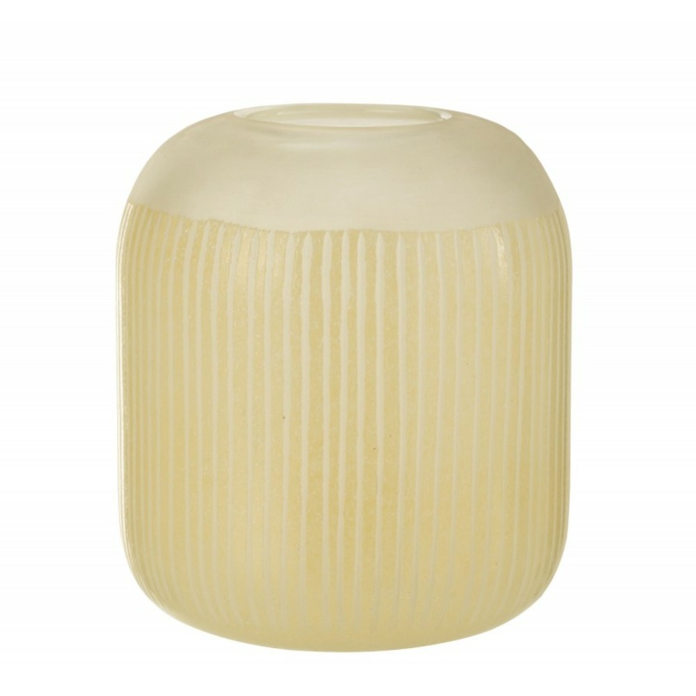 Vase avec lignes en verre jaune 20x20x24 cm