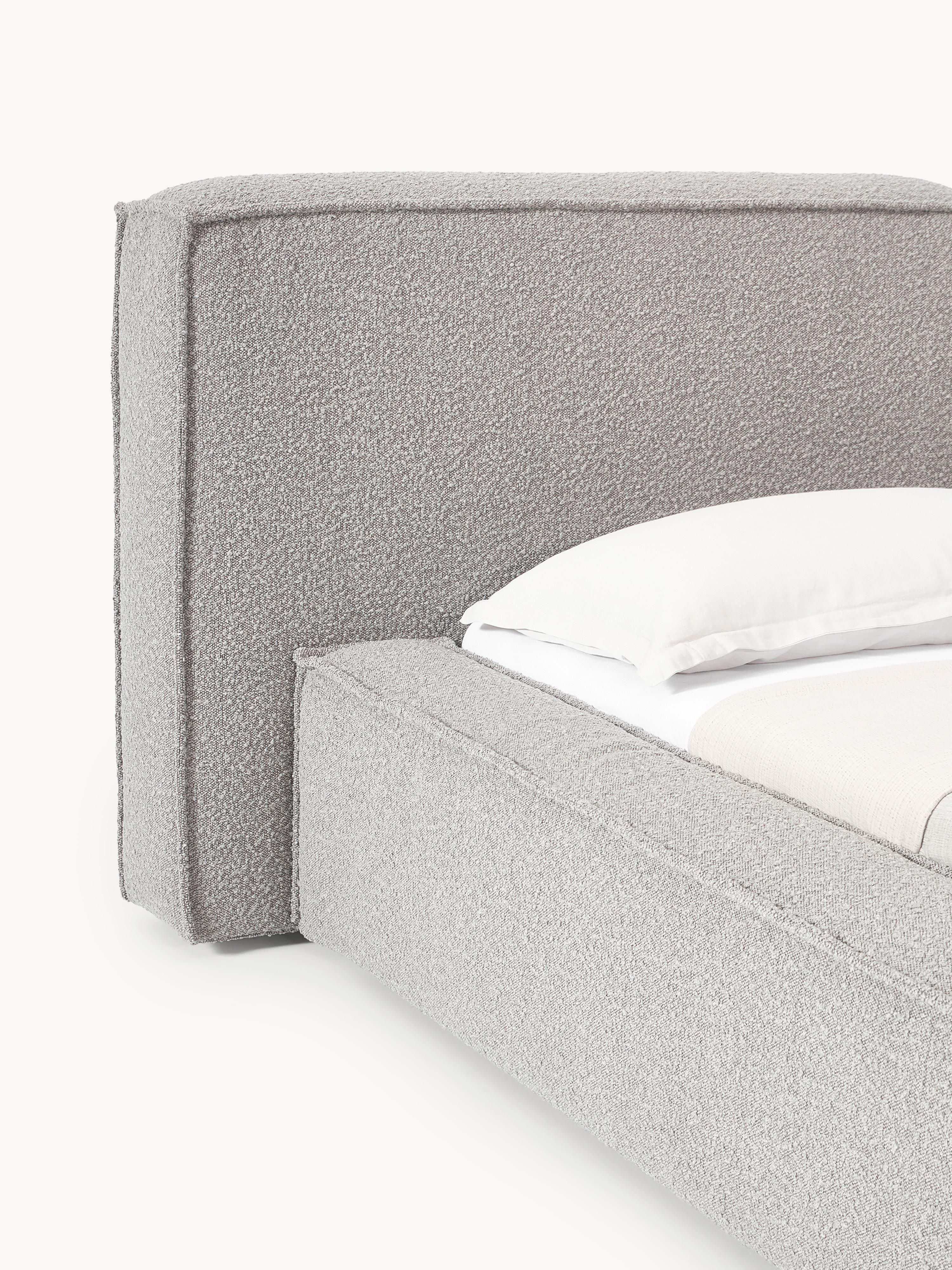 Bouclé gestoffeerd bed Lennon met opbergruimte