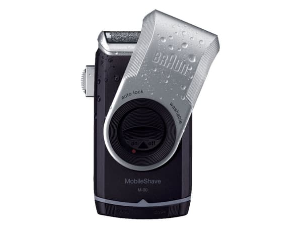 Braun Herrenrasierer MobileShave M-90, Barberingsmaskin, Blå, Sølv, Batteri, 180 g, 38 mm, 79 mm