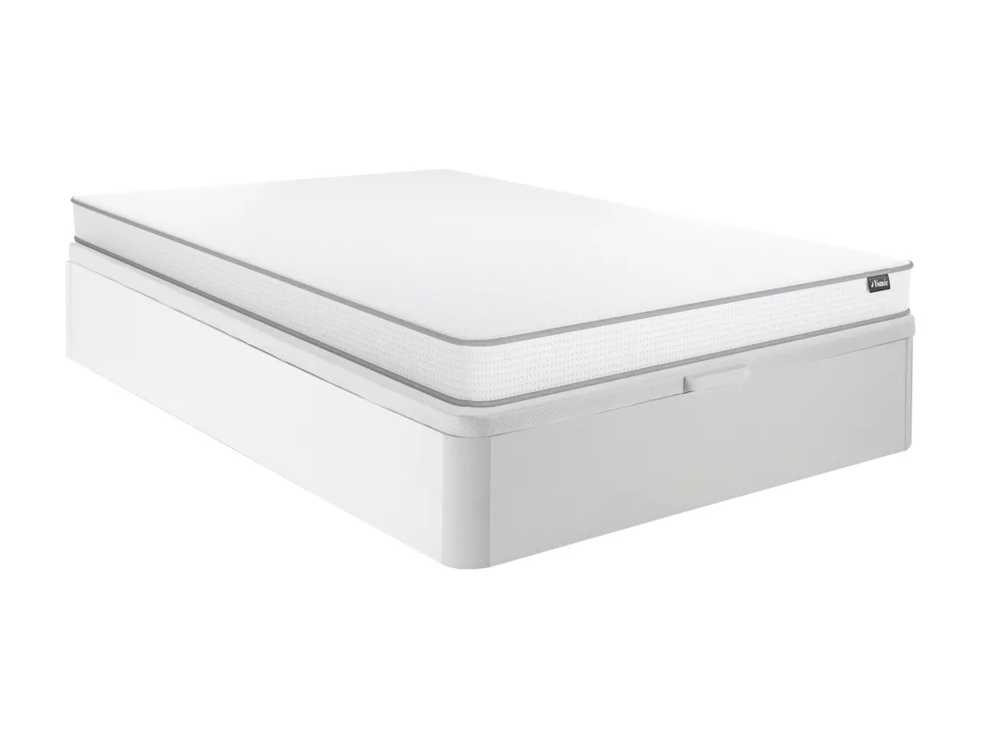 Ensemble 140 x 190 cm sommier coffre blanc + matelas mousse ép.12cm - ASTYANAX II de YSMÉE