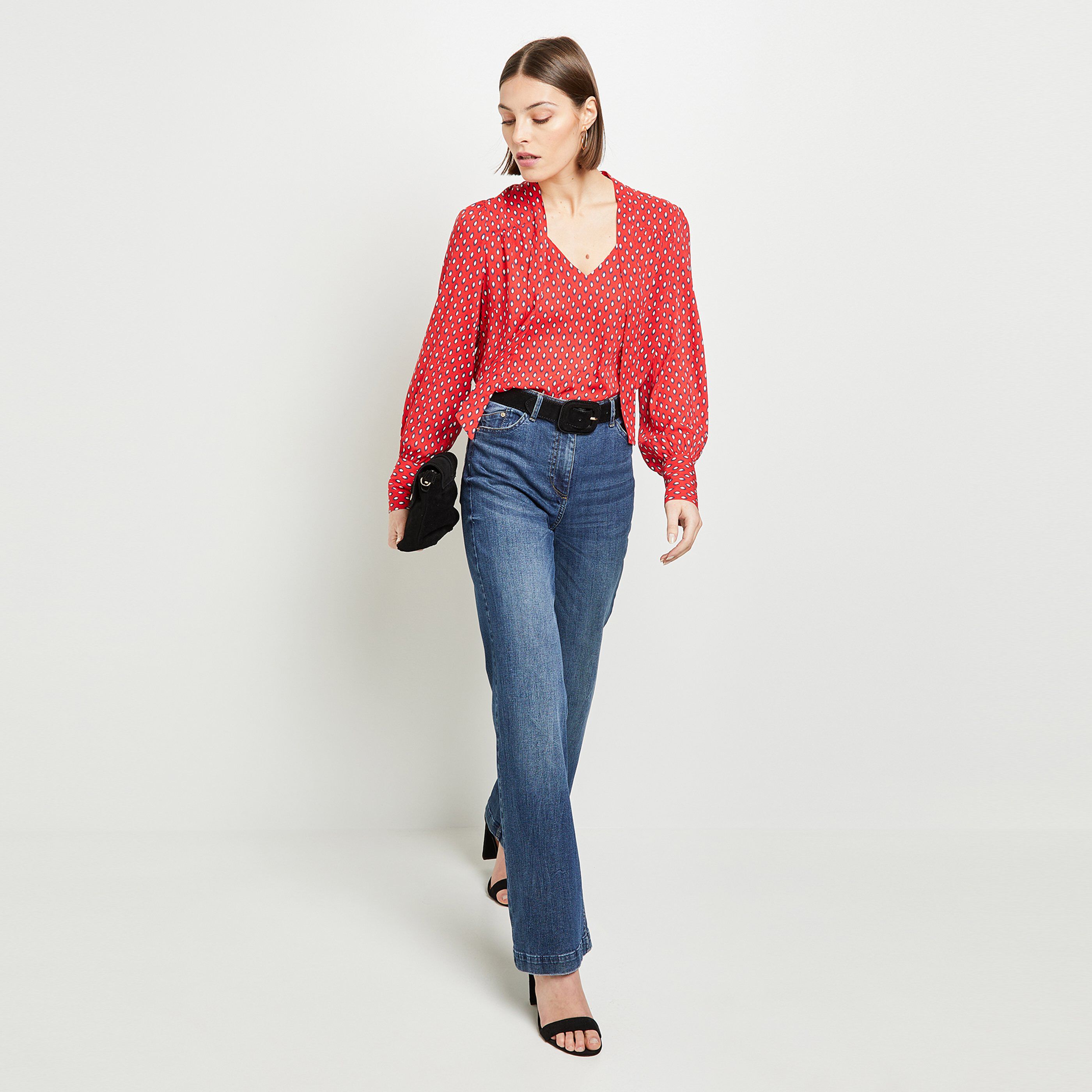 Blouse imprimée femme - ROUGE