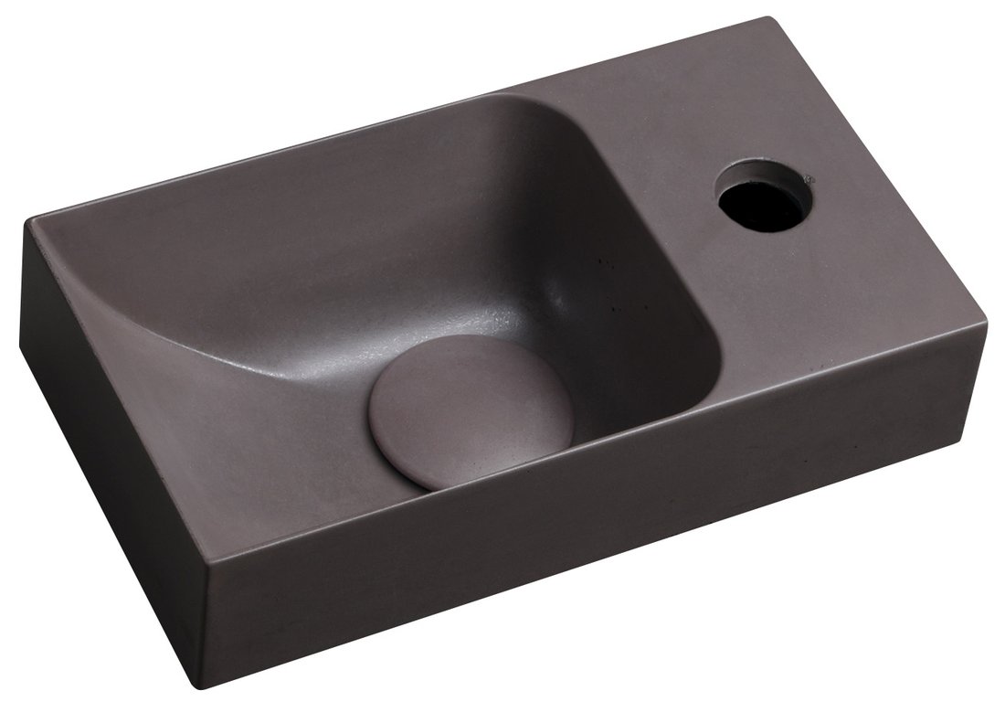 Sapho Piccolino fontein beton kraangat rechts 31x17cm donkerbruin