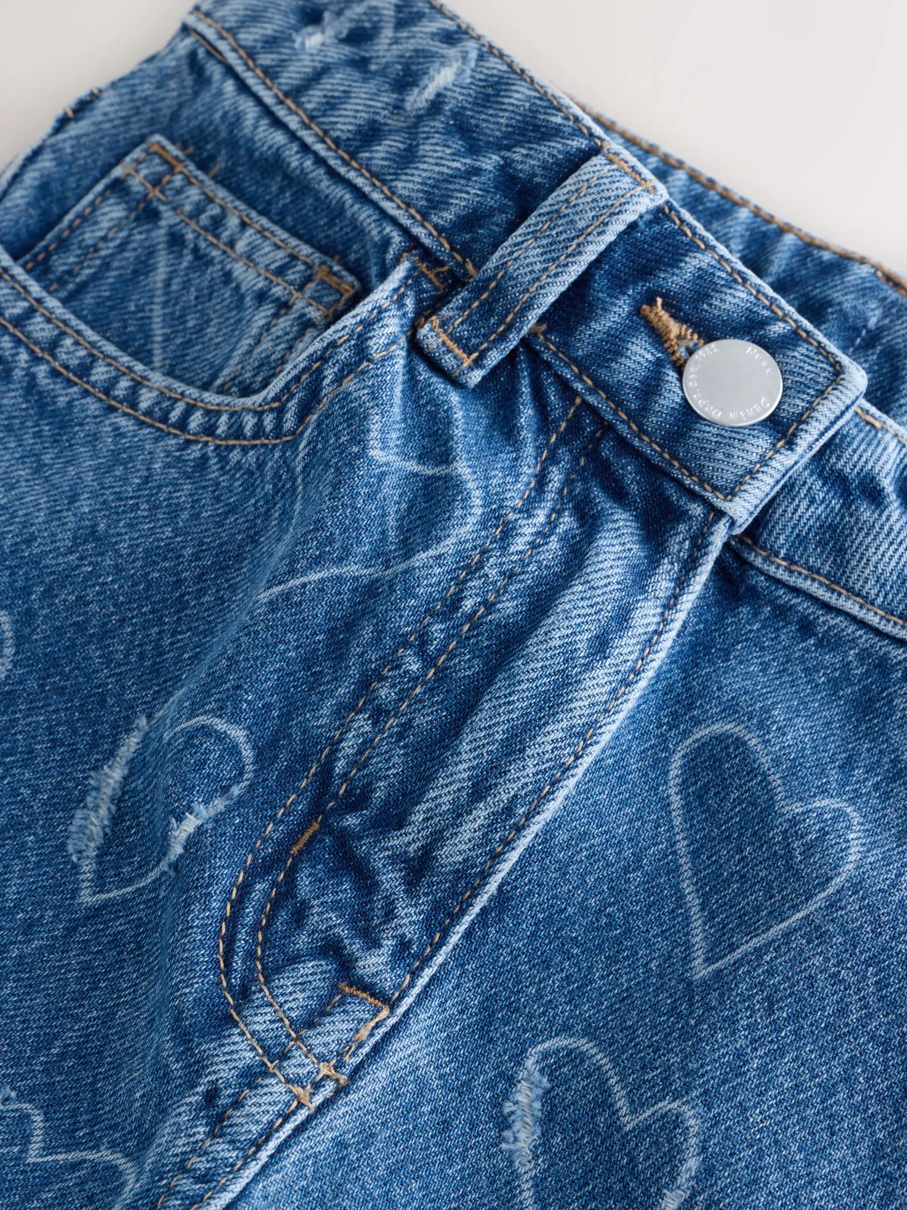 Middelblauw Denim Hart - Jeans met rechte pijpen (3-16jr)