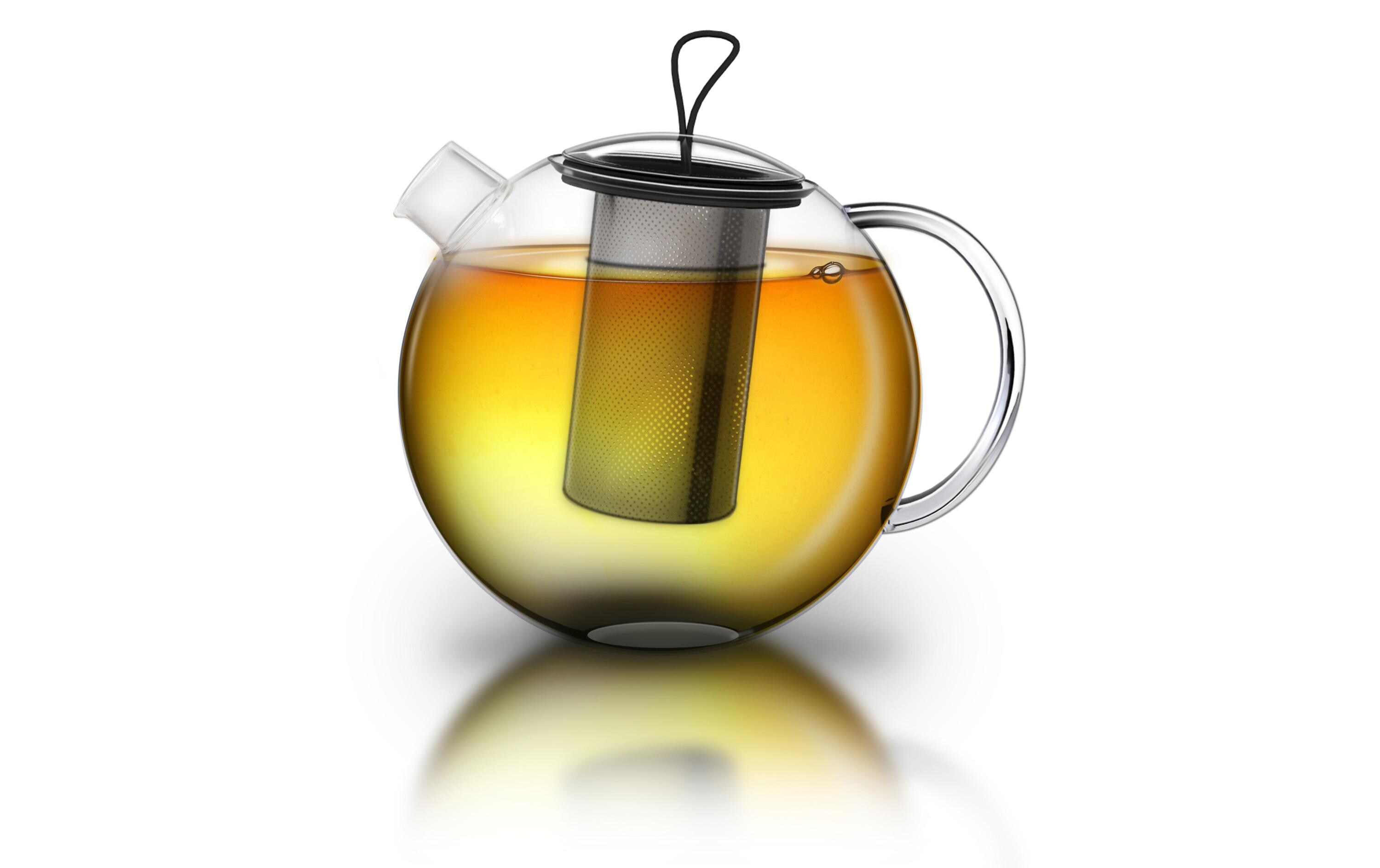 Teekanne 1.5 l, TransparentTeebereiter mit Edelstahlsieb
