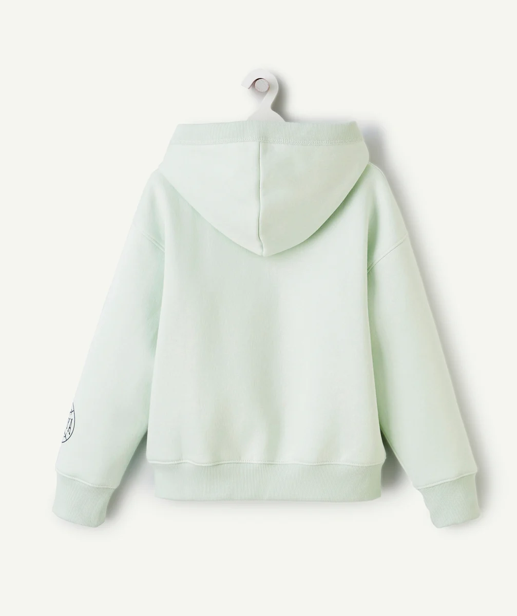 SWEAT À CAPUCHE GARÇON EN FIBRES RECYCLÉES VERT THÈME CAMPUS