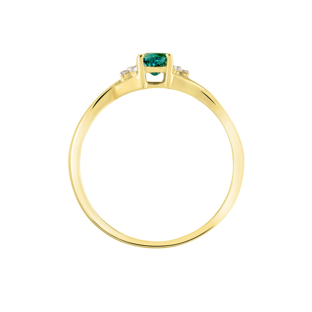 Bague Or Jaune Cassie Emeraude Et Diamant