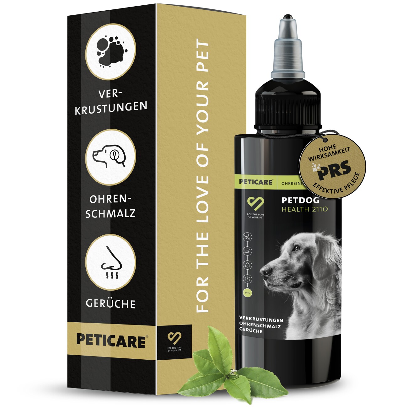 Peticare Ohren-Reiniger für Hunde, löst Schmutz & Verkrustungen, bei Gerüchen