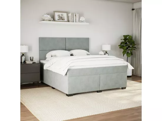 Sommier à lattes de lit et matelas Gris clair 180x200cm Velours