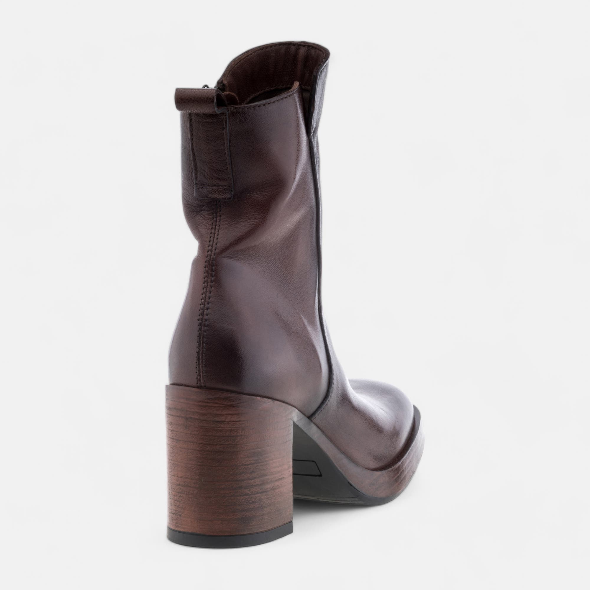Bottines à talon Femme en cuir cognac
