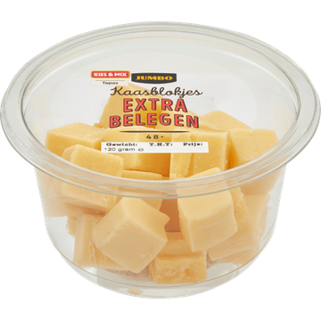 Jumbo Kaasblokjes Extra Belegen 48+ 120 g