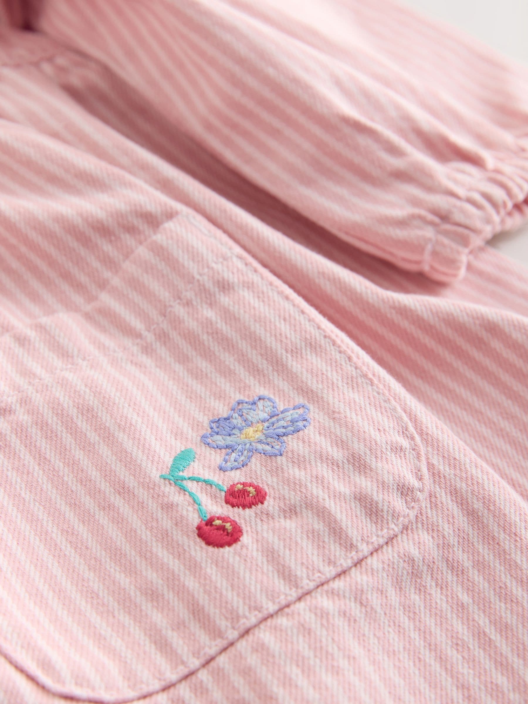 Roze streep - Long Sleeve Cotton Dress (3mths-8yrs)