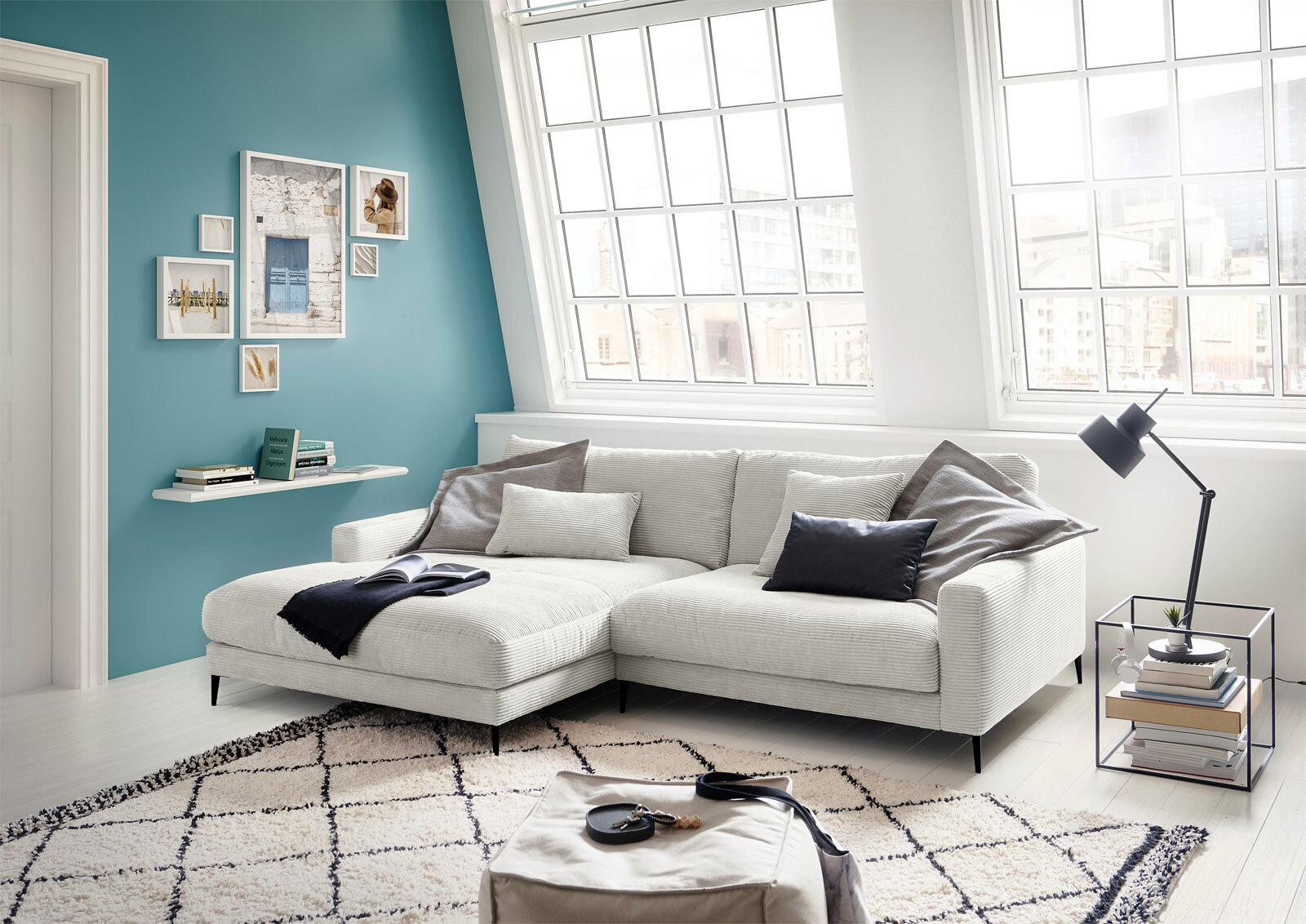 Ole Gunderson Ecksofa DOWNTOWN 170 x 272 cm Cord light grey