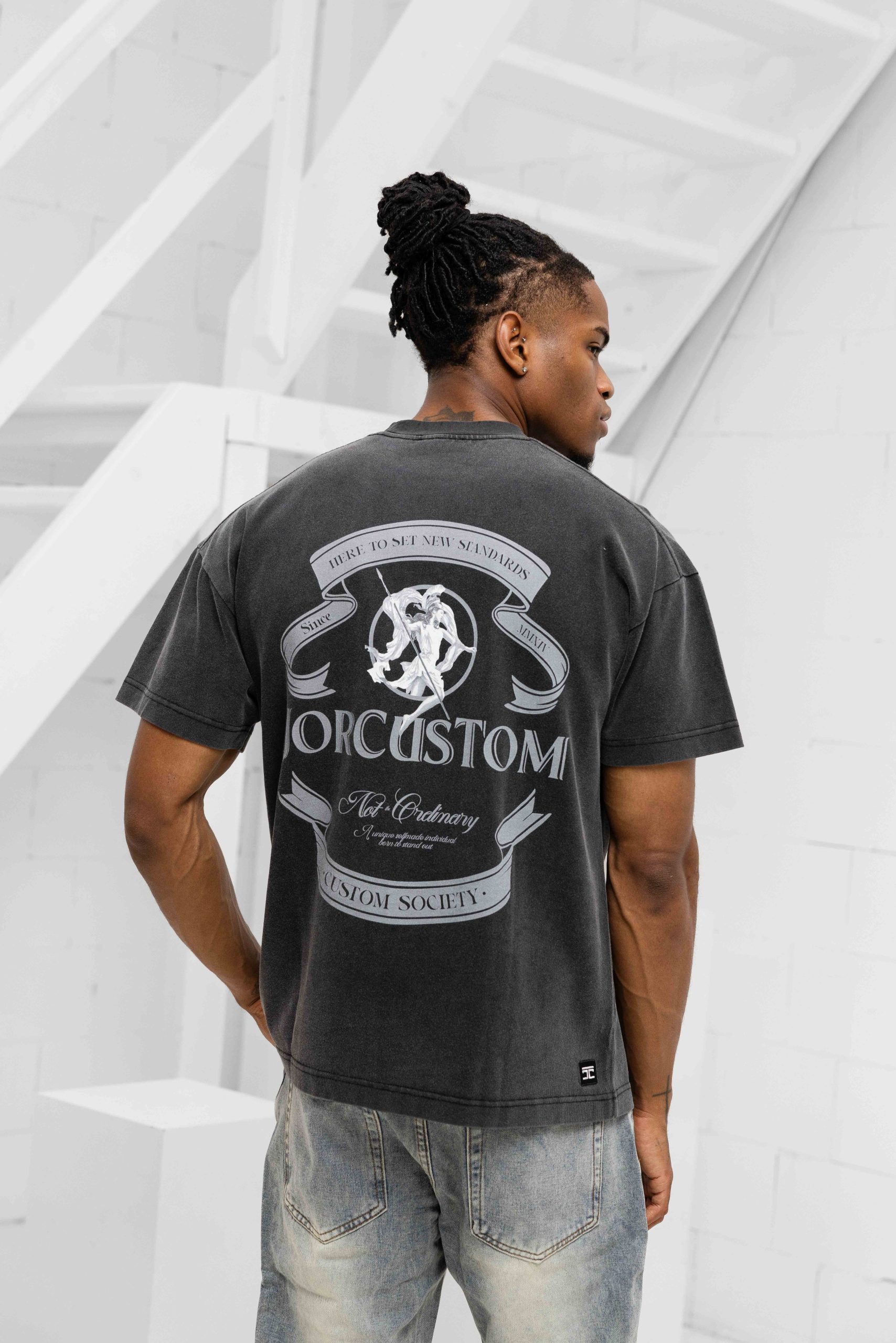 Jorcustom Ribbon Loose Fit T-Shirt Heren Grijs