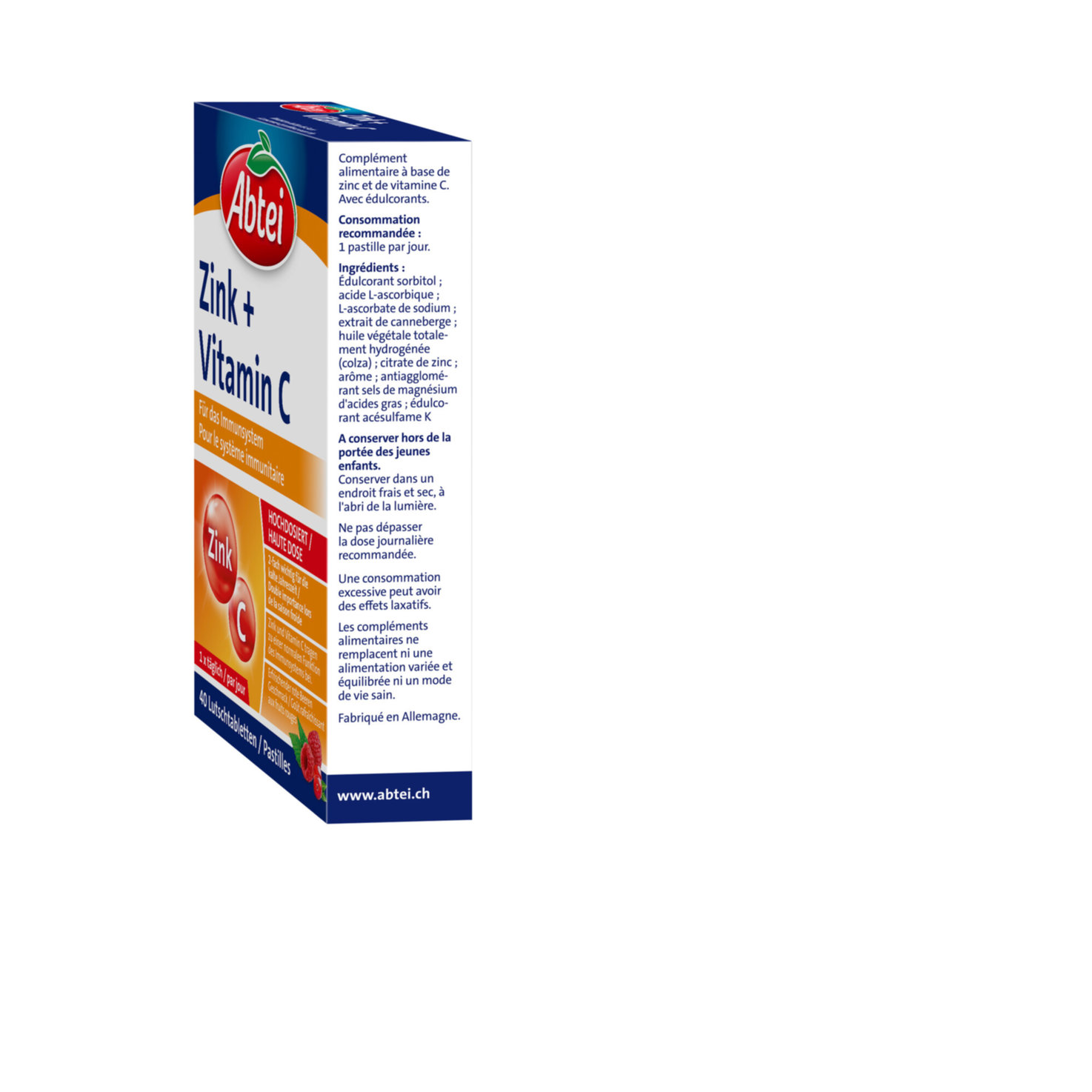 Abtei Zink + Vitamin C 40 Lutschtabletten