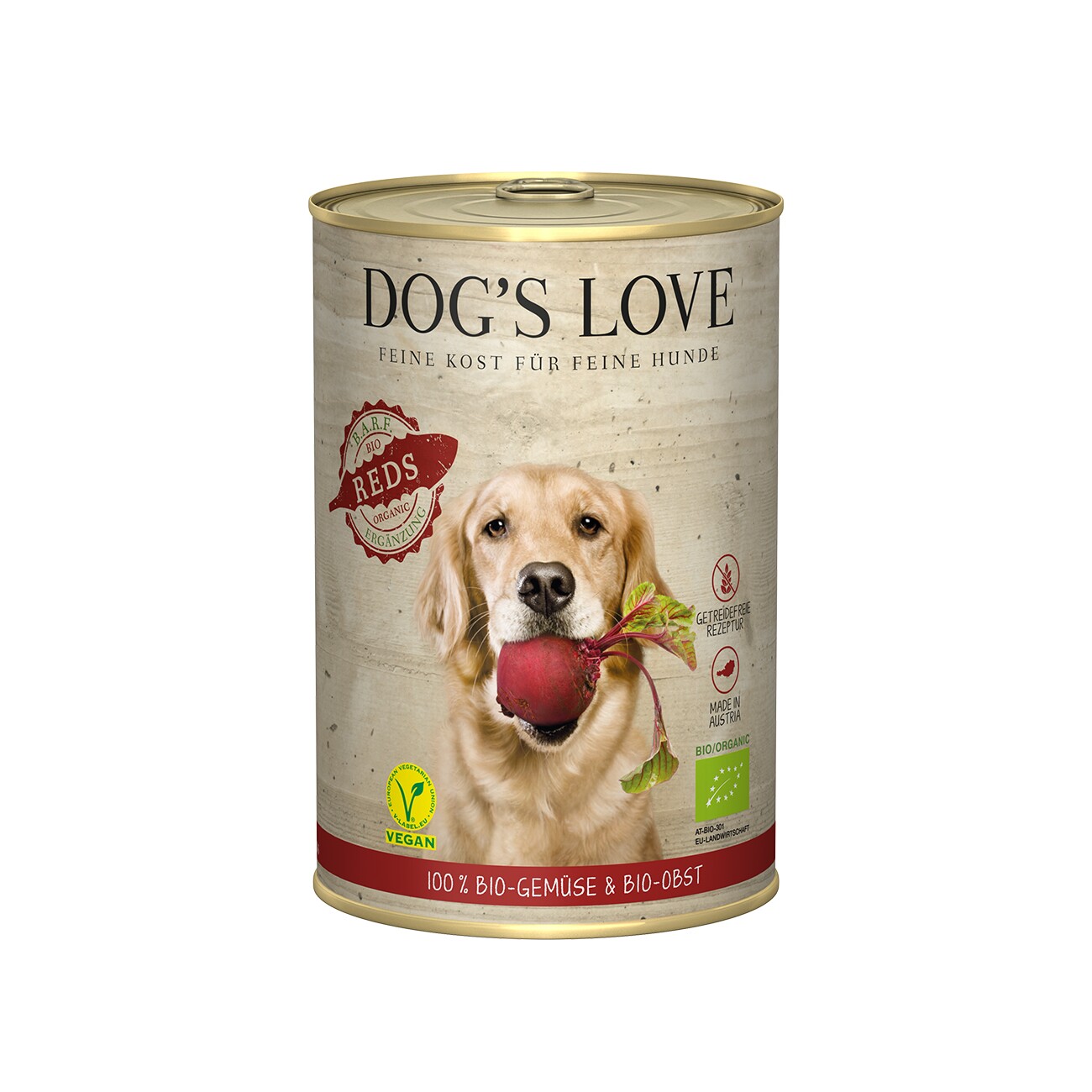 DOG'S LOVE Nassfutter Hund, Adult, Reds Bio, Obst und Gemüse 6x400 g