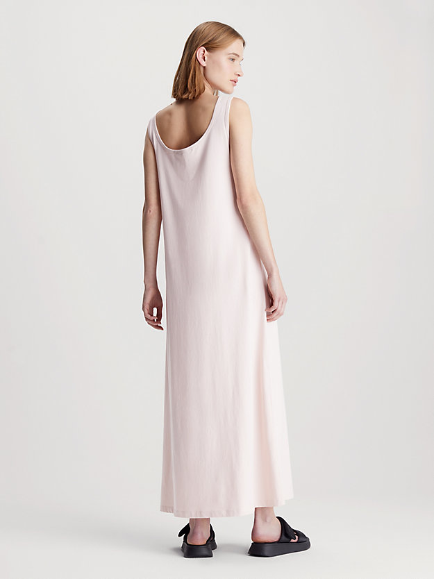 Vestido longo de alças finas em malha de algodão canelada