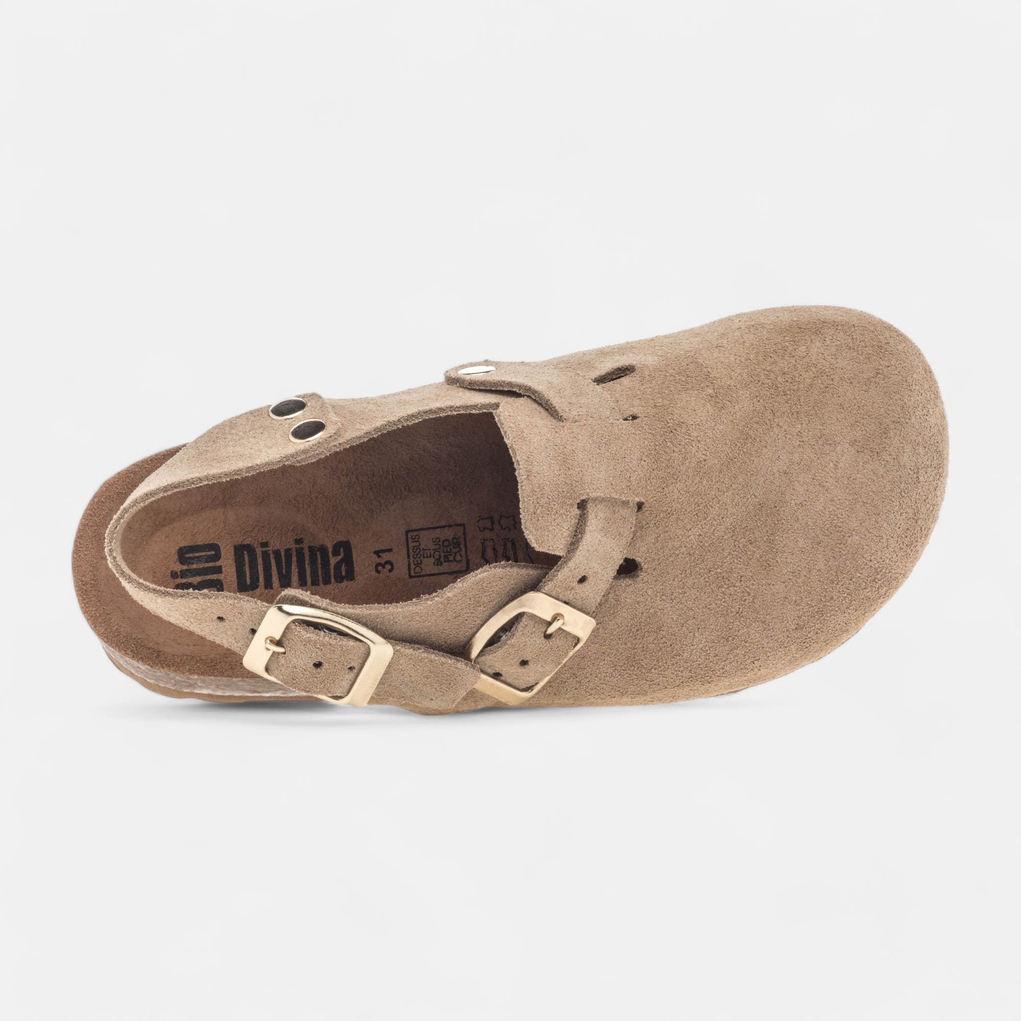 Sabots Fille en cuir taupe