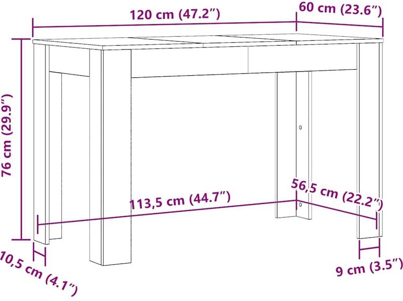 vidaXL - Eettafel - Wit - Bewerkt Hout - 120x60x76 cm