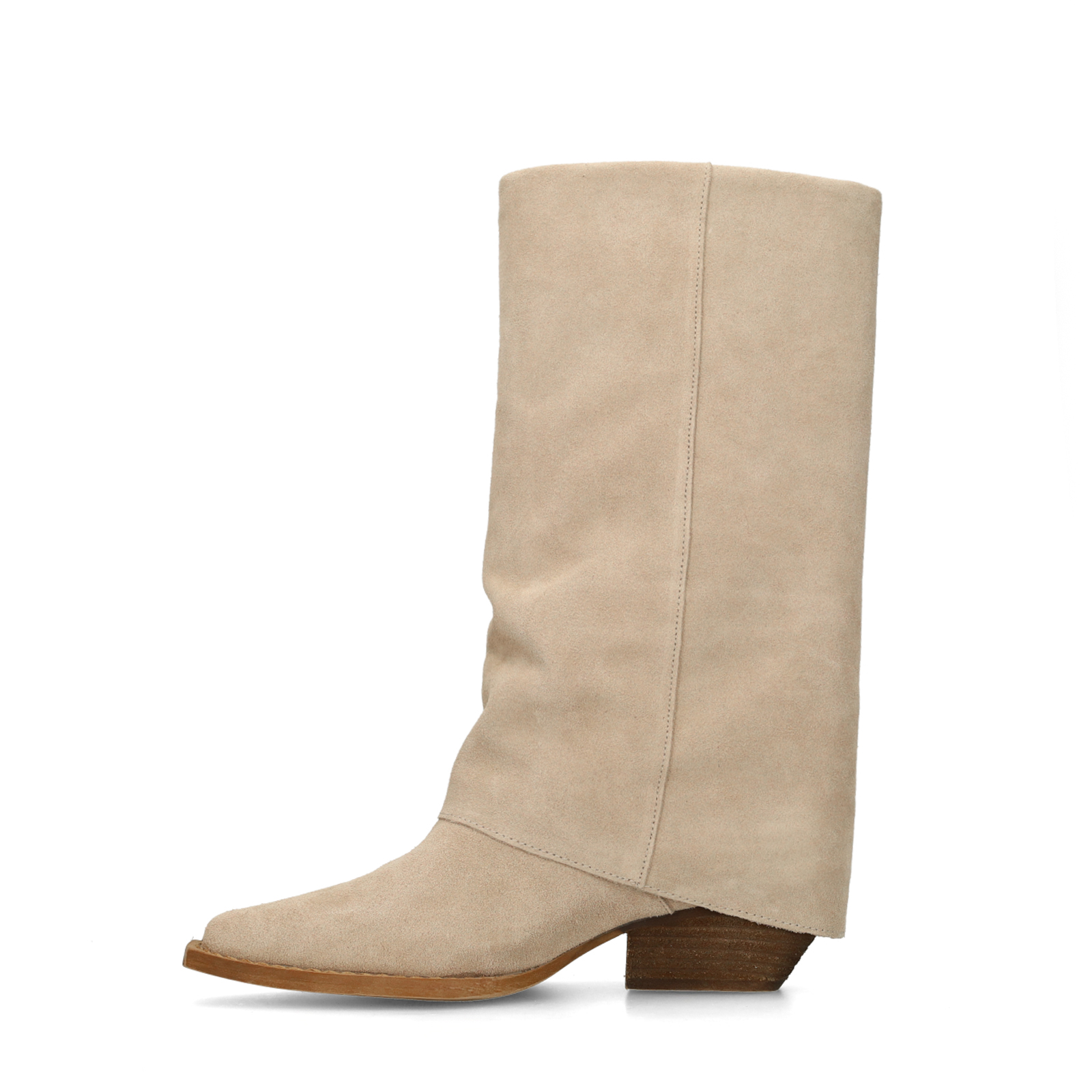 Beige suède laarzen met flap