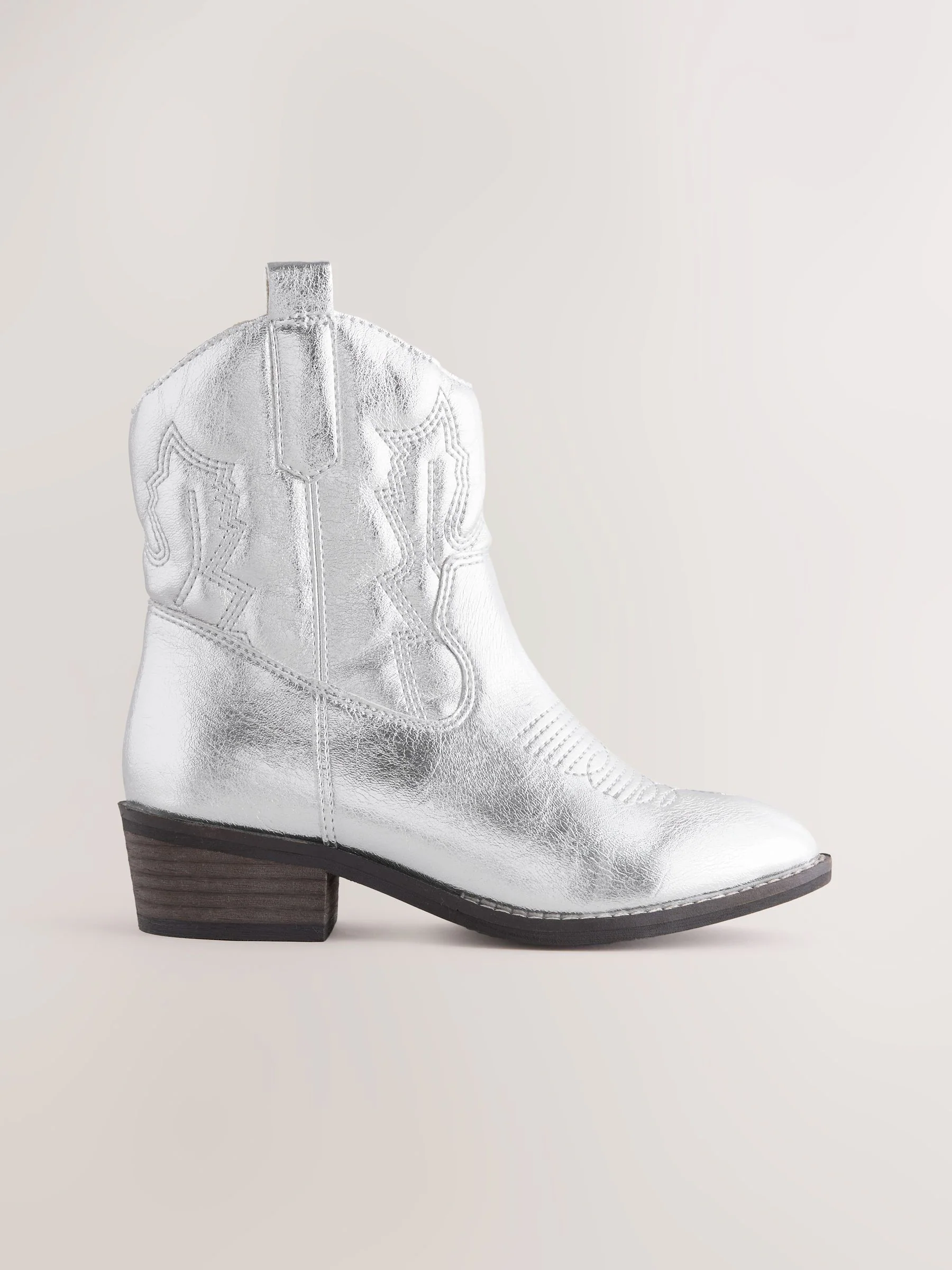 Zilver - Enkellaars in cowboystijl