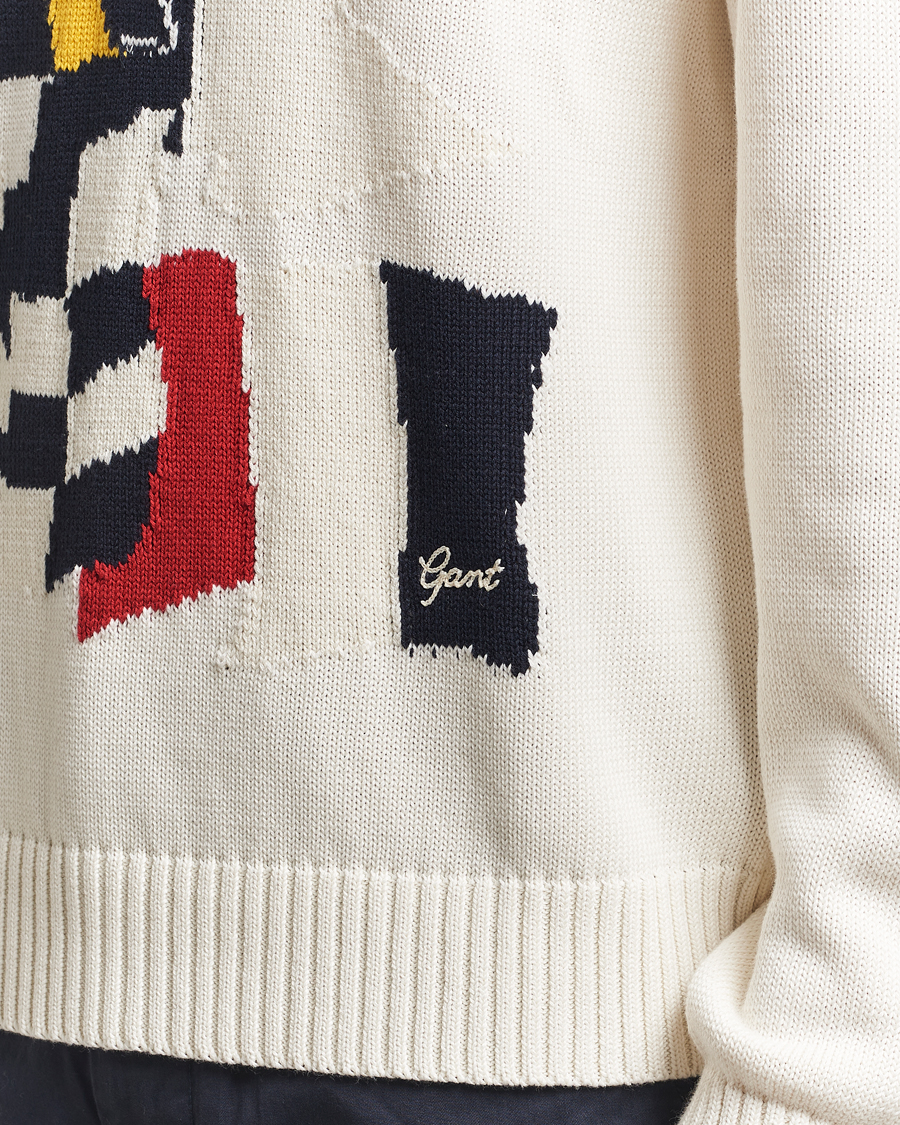 GANT Flag Intarsia Knitted Sweater Eggshell