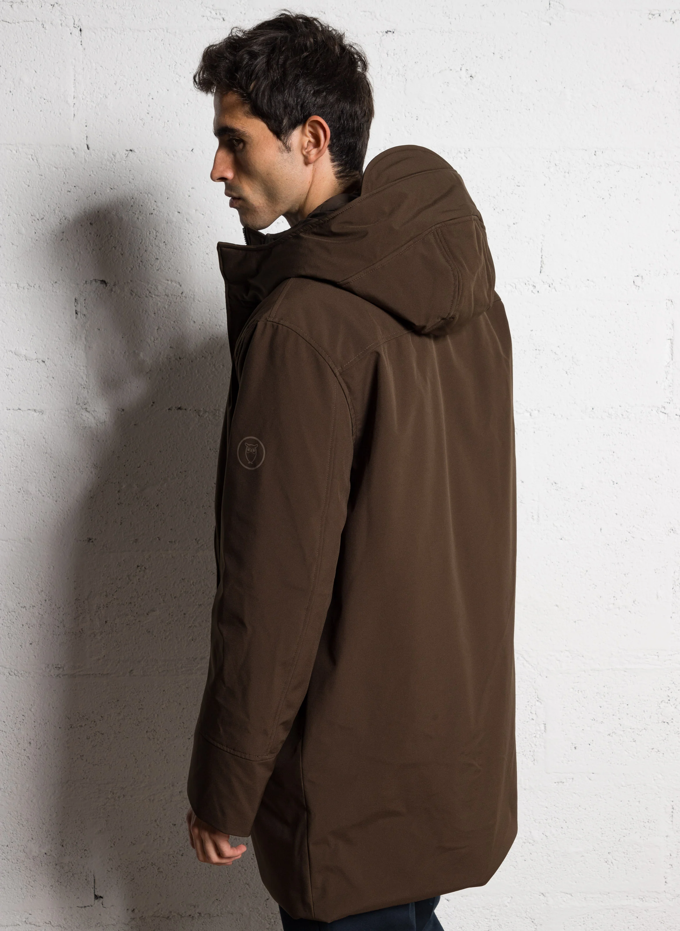 Manteau droit à capuche | Marron