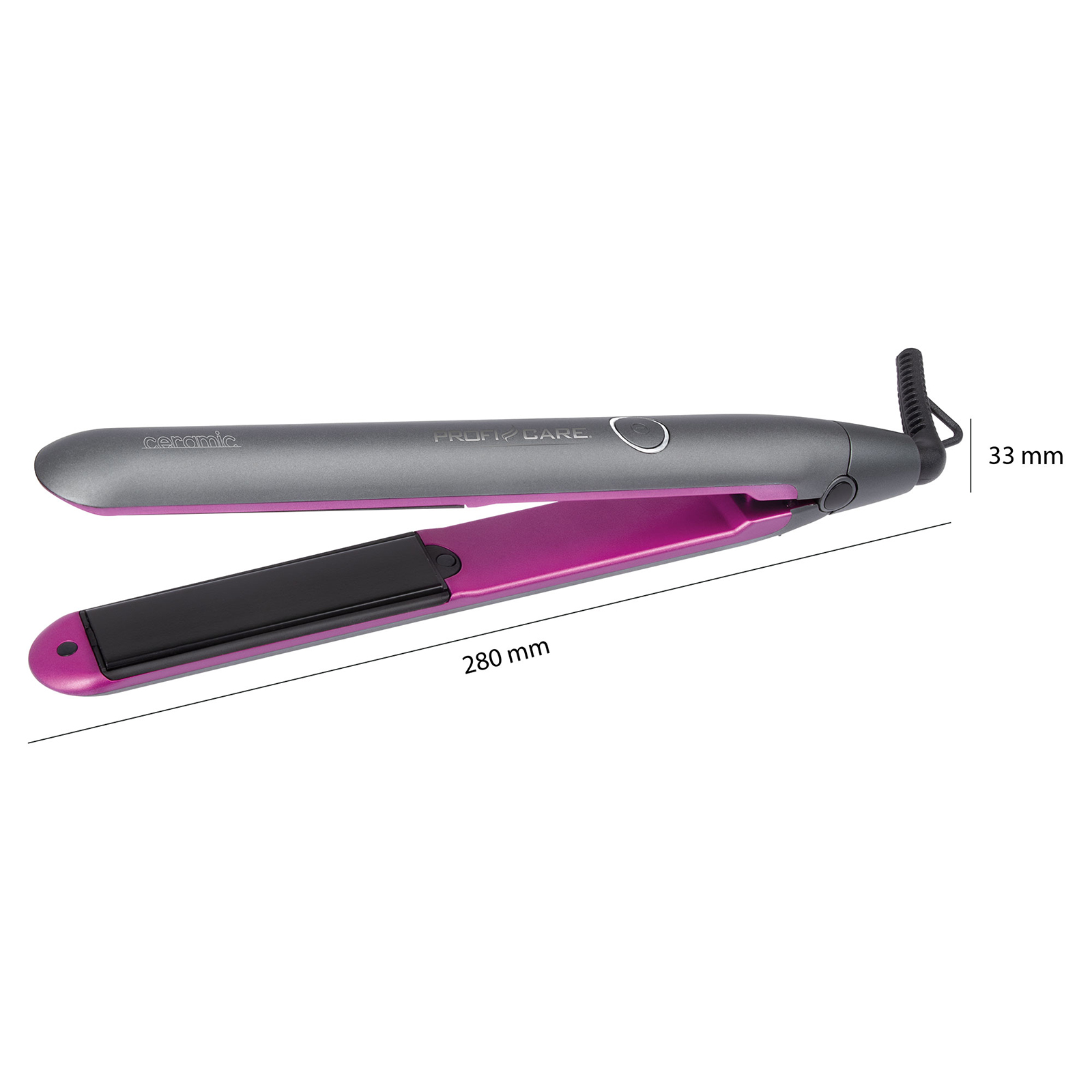 PROFICARE Haarglätter - pink-grau - LED-Kontrolleuchte