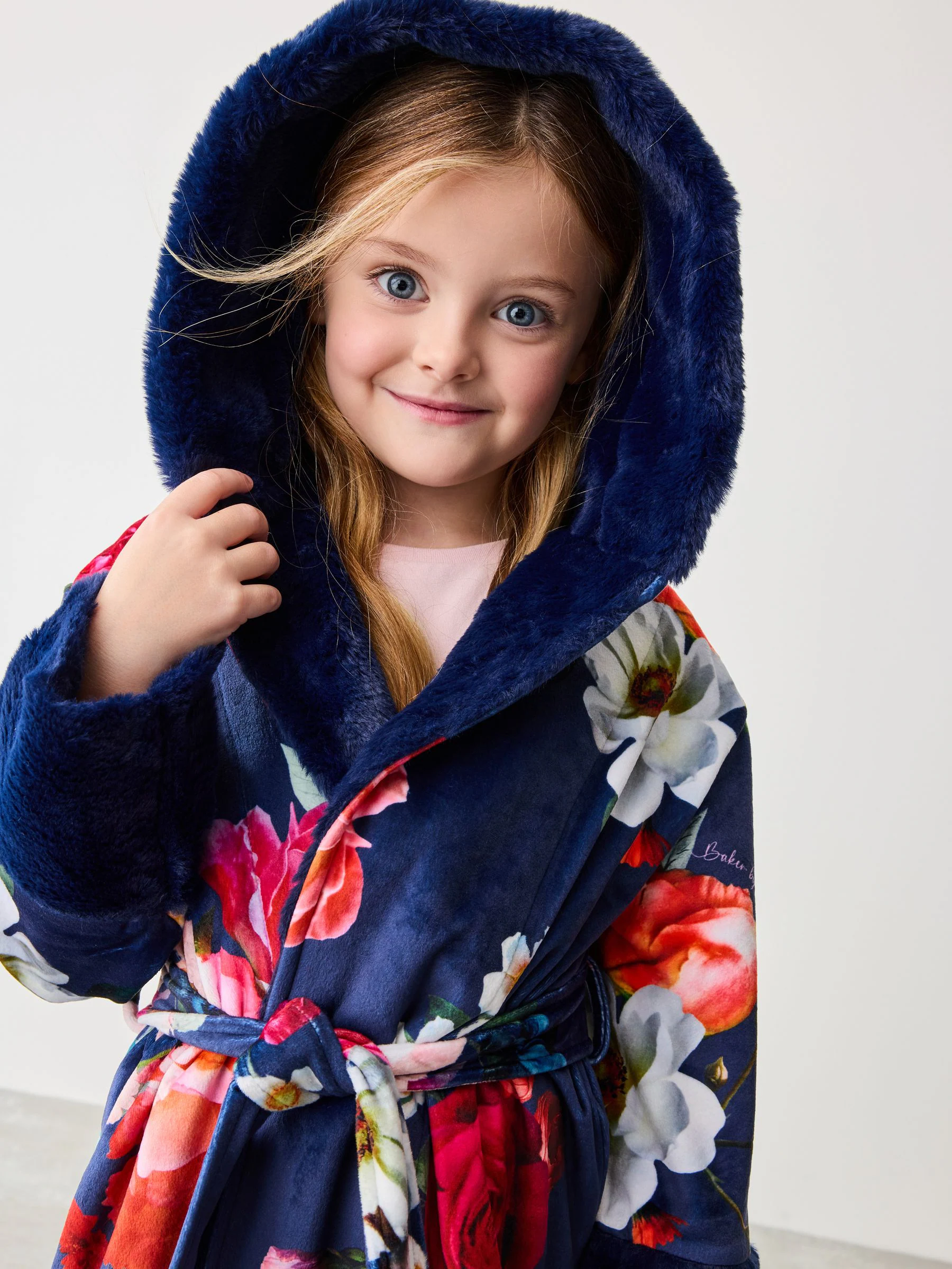 Marineblauw met bloemenprint - Baker By Ted Baker kamerjas