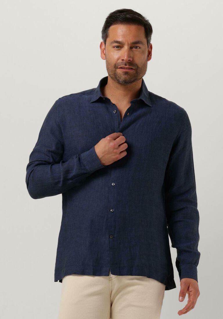 GENTI donkerblauwe genti casual overhemd linnen s7054-1120