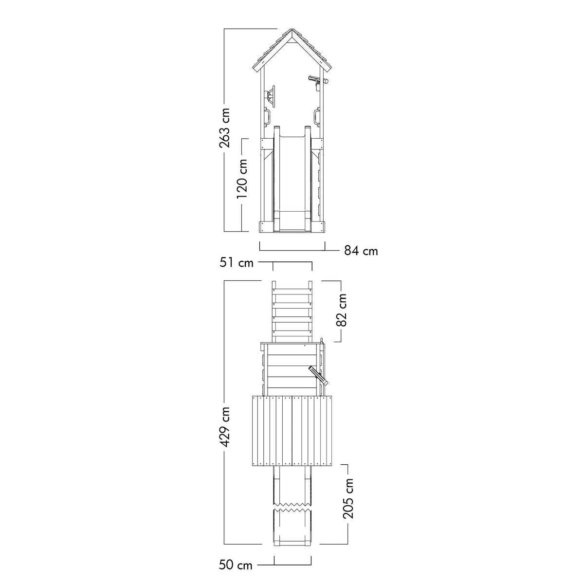 WICKEY JoyFlyer Speeltoren Klimrek met Glijbaan, Klimtoren met Zandbak, Ladder en Speelaccessoires - Blauw