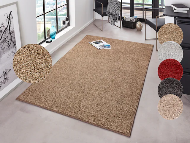 HANSE Home Teppich »Pure 100  Kurzflor« rechteckig 13 mm Höhe Kurzflor, uni, umkettelt, Läufer, Wohnzimmer, Kinderzimmer, Flur