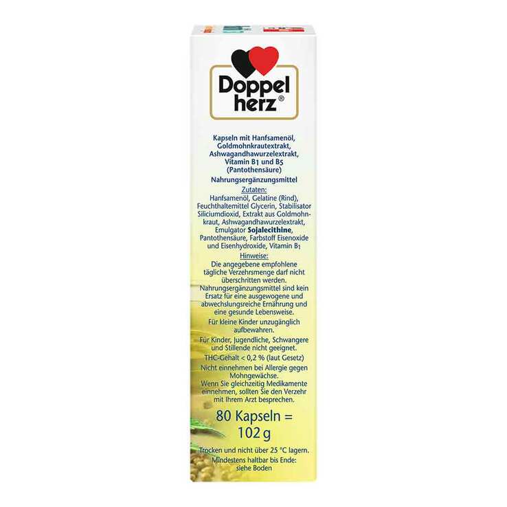 Doppelherz Hanföl + Goldmohn + Ashwagandha Kapseln, 80 St